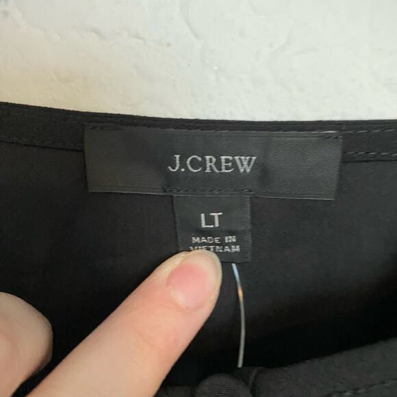 J.Crew Puff-sleeve satin-back crepe top Black‎ LT Large Tall NWT - Picture 4 of 9